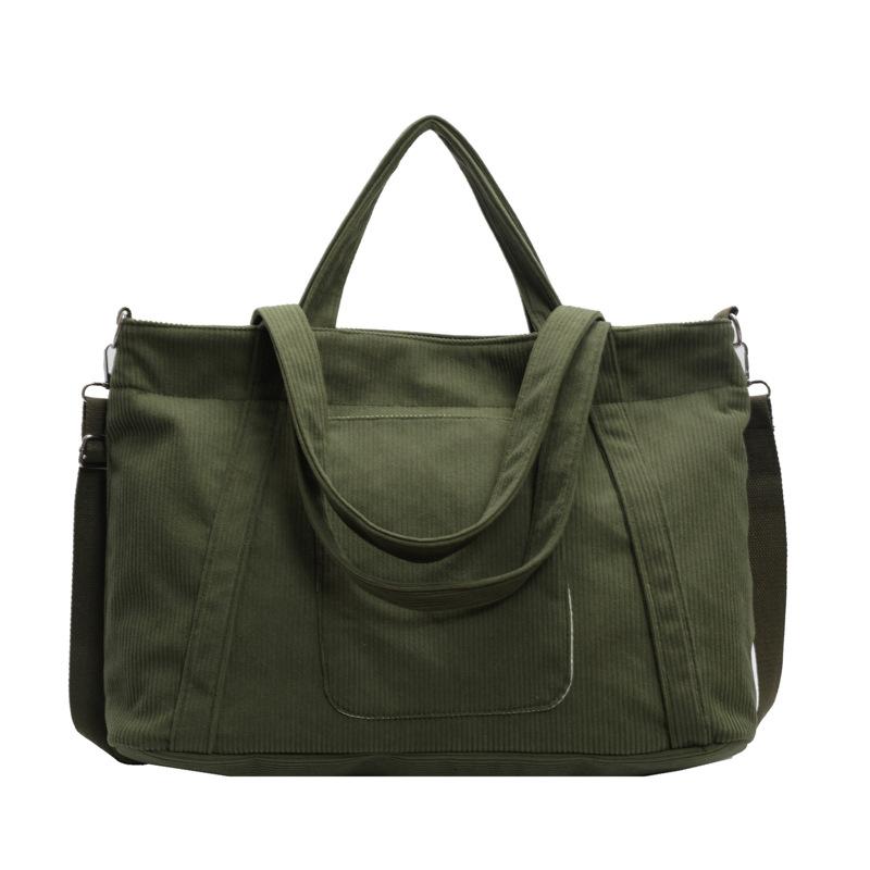 Sacs à bandoulière en velours côtelé grande capacité pour femmes Sacs fourre-tout simples de couleur unie pour femme pour le travail l'école Sacs à main polyvalents pour dames