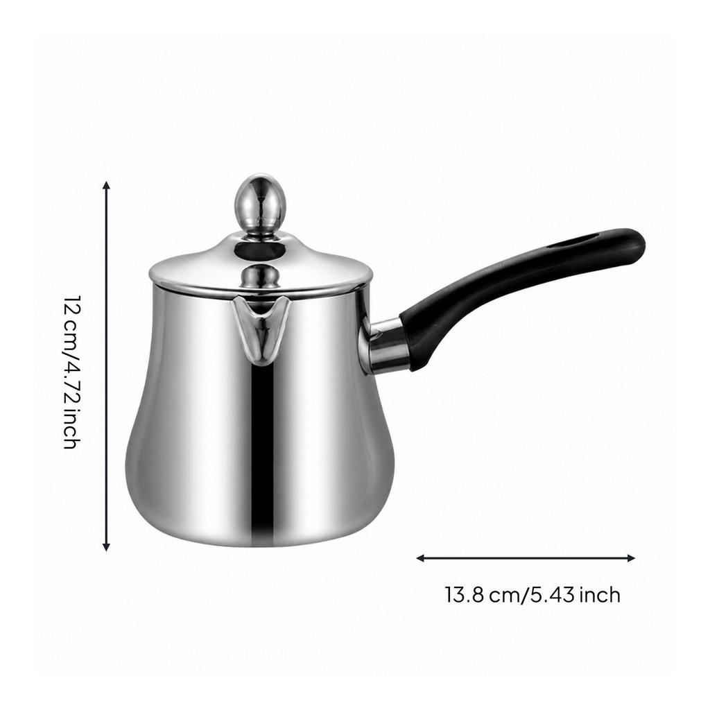 Polished Silver Stainless Steel Coffee and Tea Pot with Black Handle Controlled