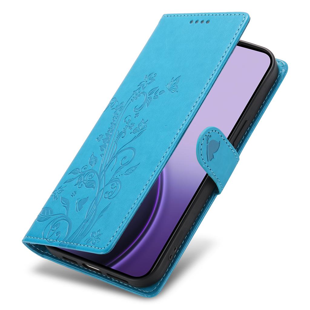 For Xiaomi 17 Pro Max Wallet Case Butterfly Floral Imprint PU Leather Phone Cover with Wrist Strap