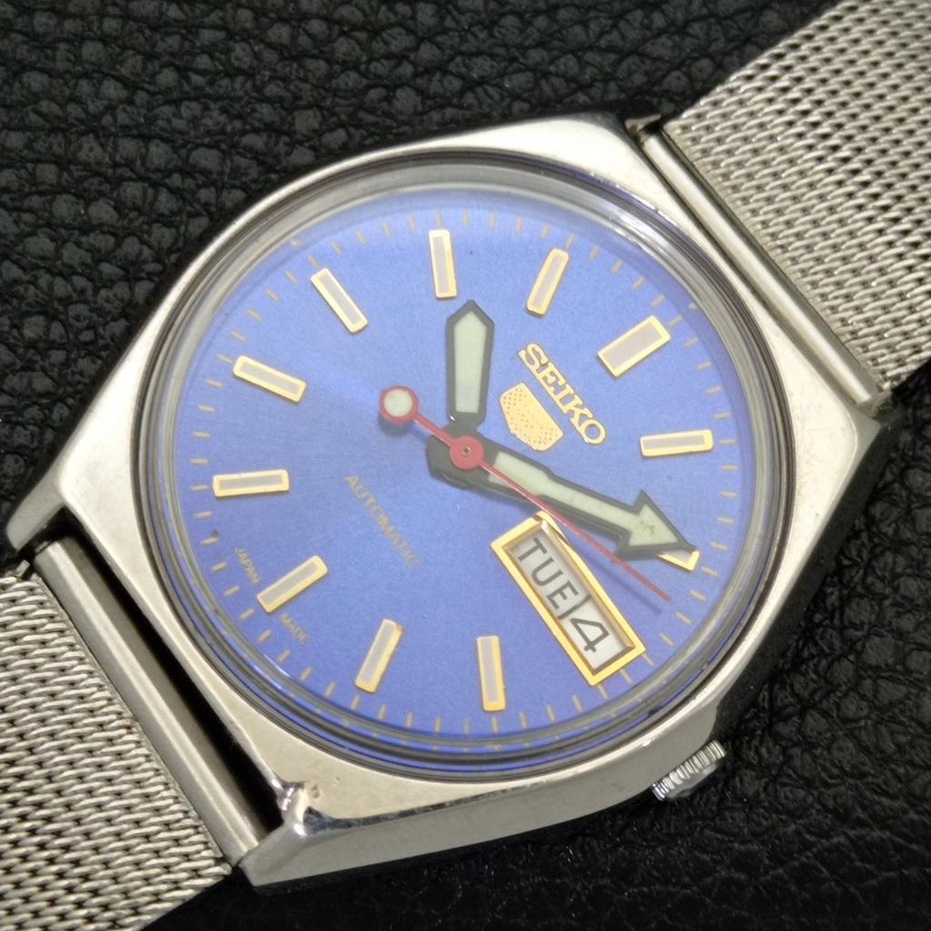 JAPAN VINTAGE SEIKO 5 AUTOMATIC 6309A MENS BLUE COLOR DIAL WATCH a701413-5 R206b-a701413