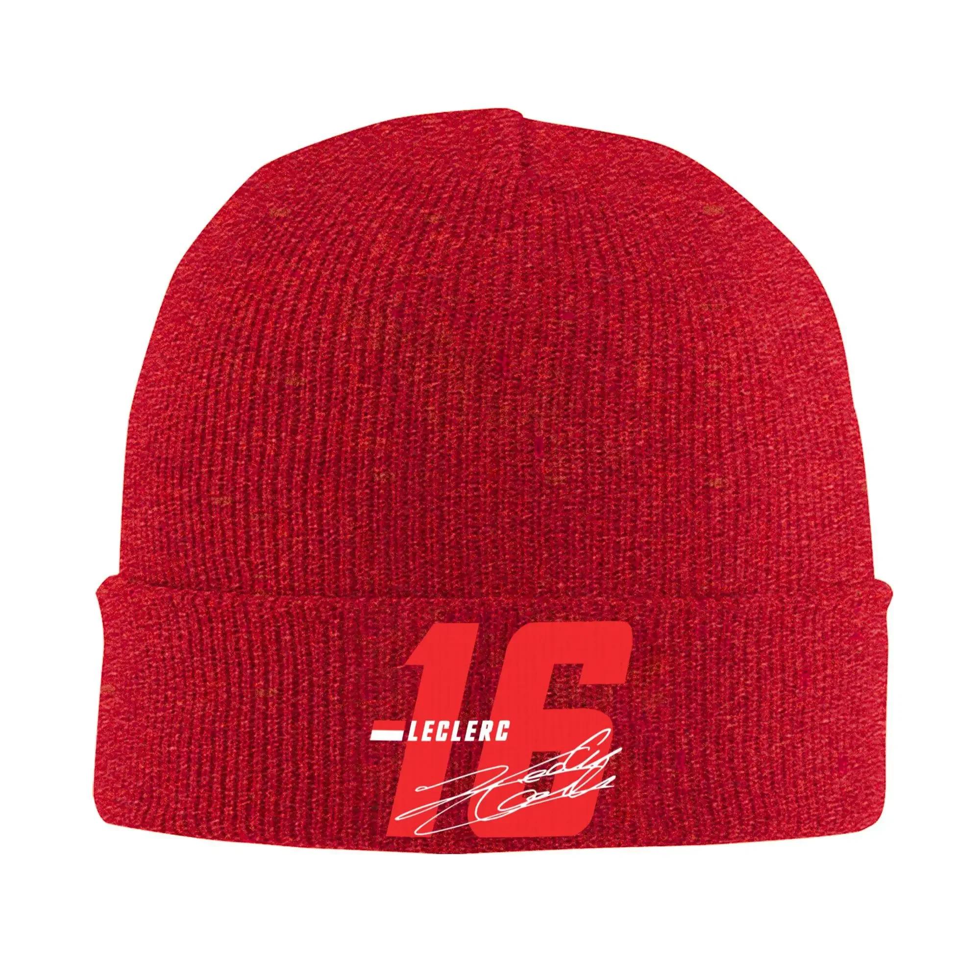 Custom Charles Leclerc  Signature Number Skullies Beanies Cap Unisex Women Unisex Trend Winter Warm Knitted Hat Adult  Bonnet Hat One Size