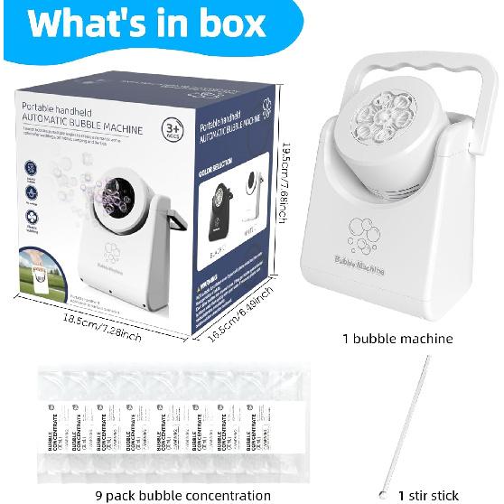 Bubble Machine for Kids Toddlers,Automatic Bubble Blower,Portable Adjustable Angle Bubble Maker,Bubbles Toy for 3 4 5 6 7 Year Old Boy Girl,Outdoor