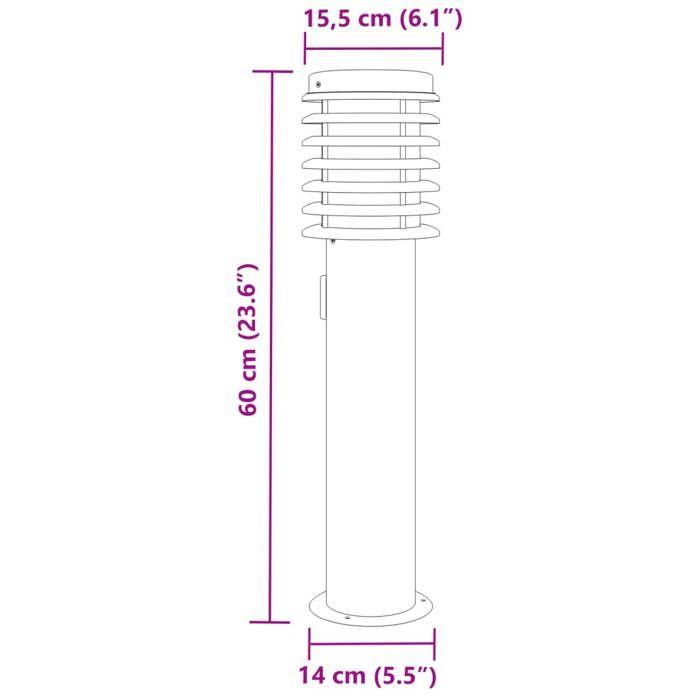 VidaXL Lampadaire d'extérieur et sortie argenté 60 cm acier inoxydable, éclairage au sol d'extérieur, éclairage au sol de 4006373