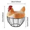 Retro Realistic Hen Hatching Egg Storage Basket With Lid Metal Storage Holder Kitchen Decoration Ornament For Fruit Snack