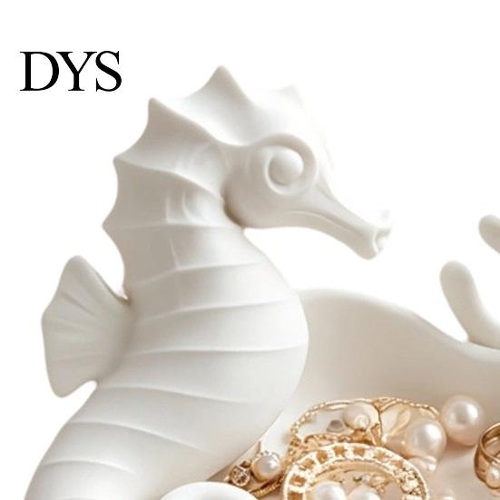 Ocean Themed Decor Seahorse Coral Jewelry Tray, 3D Printed Ring Earring Minimalist Vanity Tray Holder, Decorative Trinket Dish for Table Desktop