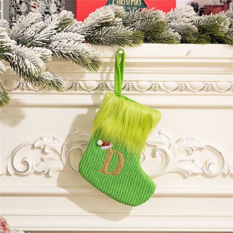 Stylish Embroidered Alphabets Christmas Stocking Knitted Festival Sock for Children Multicolors Holiday Stockings