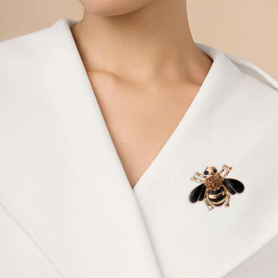 Yousheng Colorful Bee Design Brooch, Compact Size Enamel Safety Pin, Commuting Accessory for Suits Coats Scarves