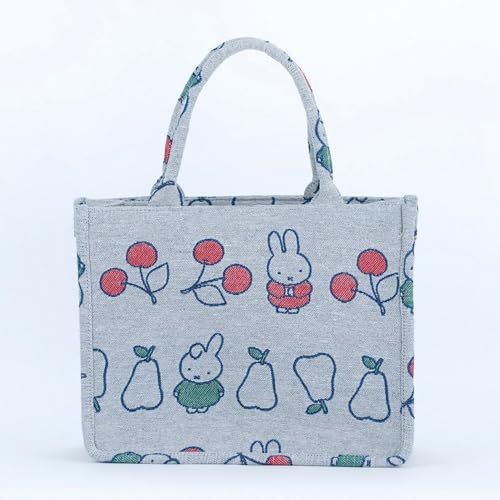 Dick Bruna Miffy Jacquard Tote Bag, Shoulder Bag, Lunch Bag, Bento Bag, A4 Size Storage, with Fruit