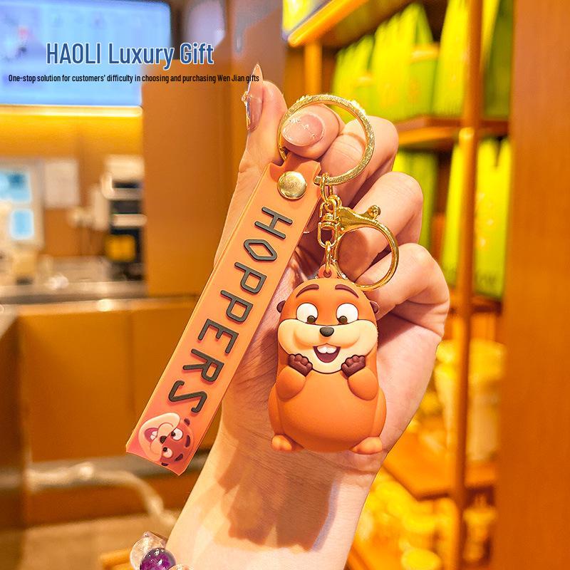Cross Cartoon Beaver Transformation Keychain Pendant Couple Backpack Accessory