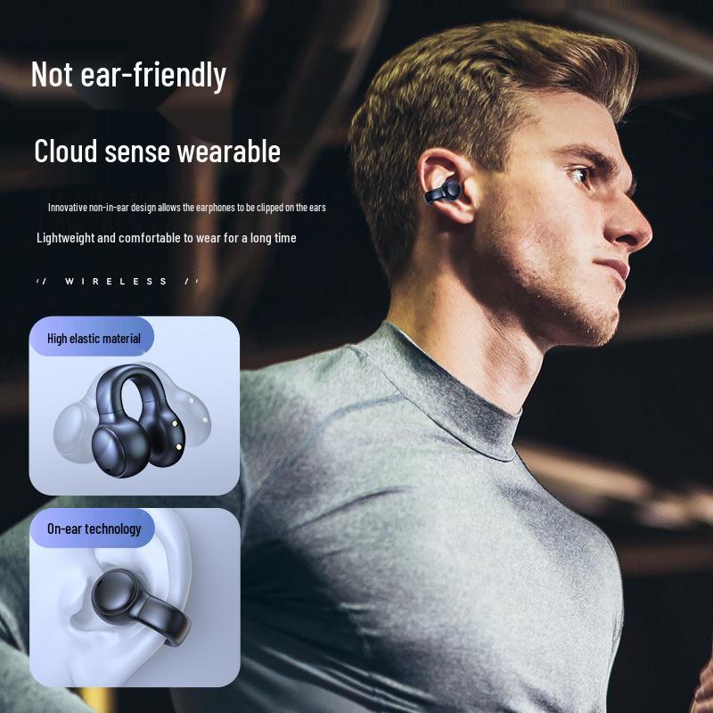 M38 Bluetooth Bone Conduction Earphones - Noise Cancelling, Super Long Battery Life, Wireless Ear Clip, Ideal for Sports.