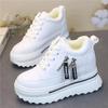 Fashion 9cm Fashion Cashmere Warm Lace-up Small White Shoes Increase Round Head Casual Winter Large Size Muffin Women's Cotton Shoes