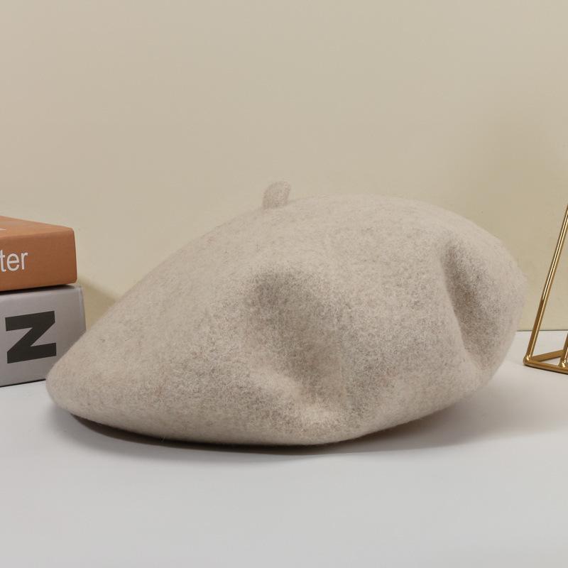 Beret Wool Knit Autumn Winter Vintage Womens Casual Outing Warm Comfortable