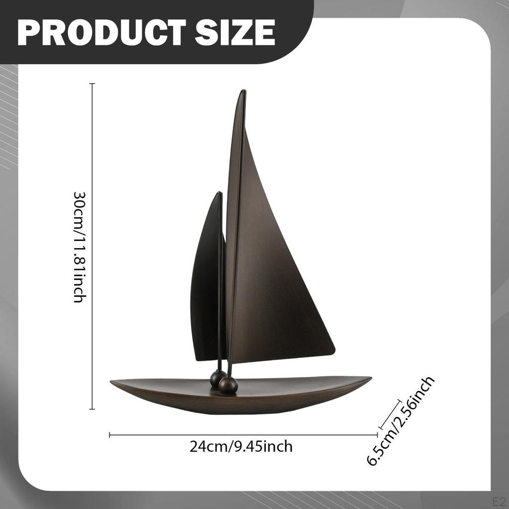 Sailing Boat Statue Ship Model Gift Accent Prop Beach Theme Artwork Art Sculpture Sailboat Figurine
