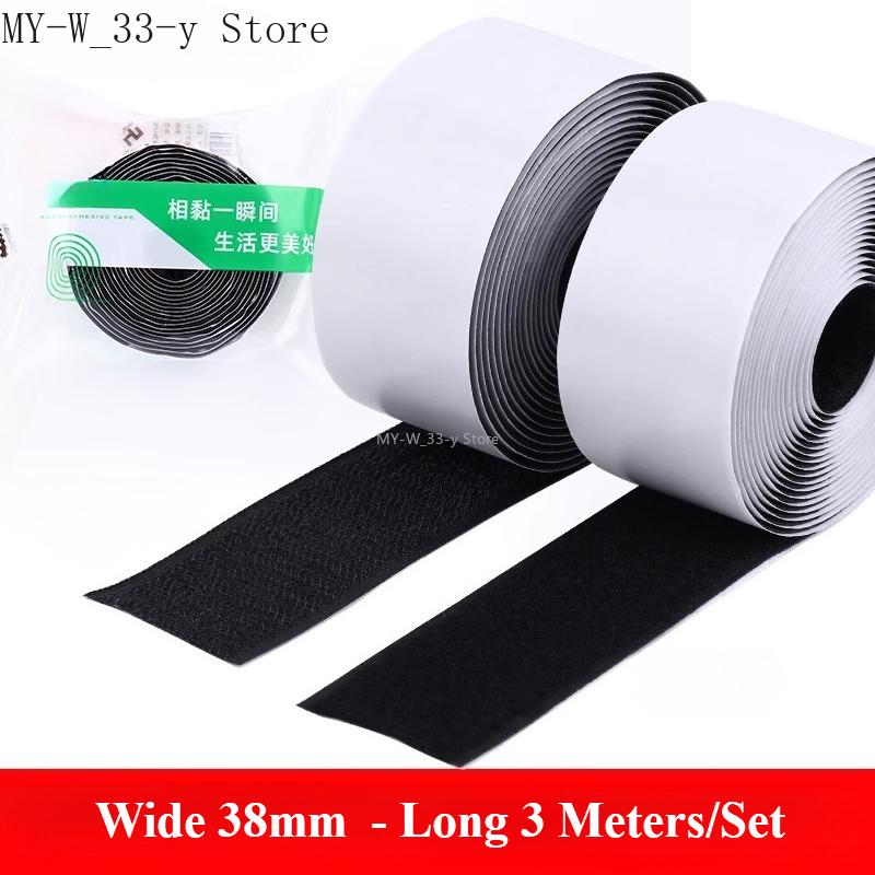 3/25Meter Starkes Selbstklebendes Klettband Haken und Schlaufe Schwarz Weiß Nylon Klettband Klebeband mit Starkem Kleber 25/30/50MM