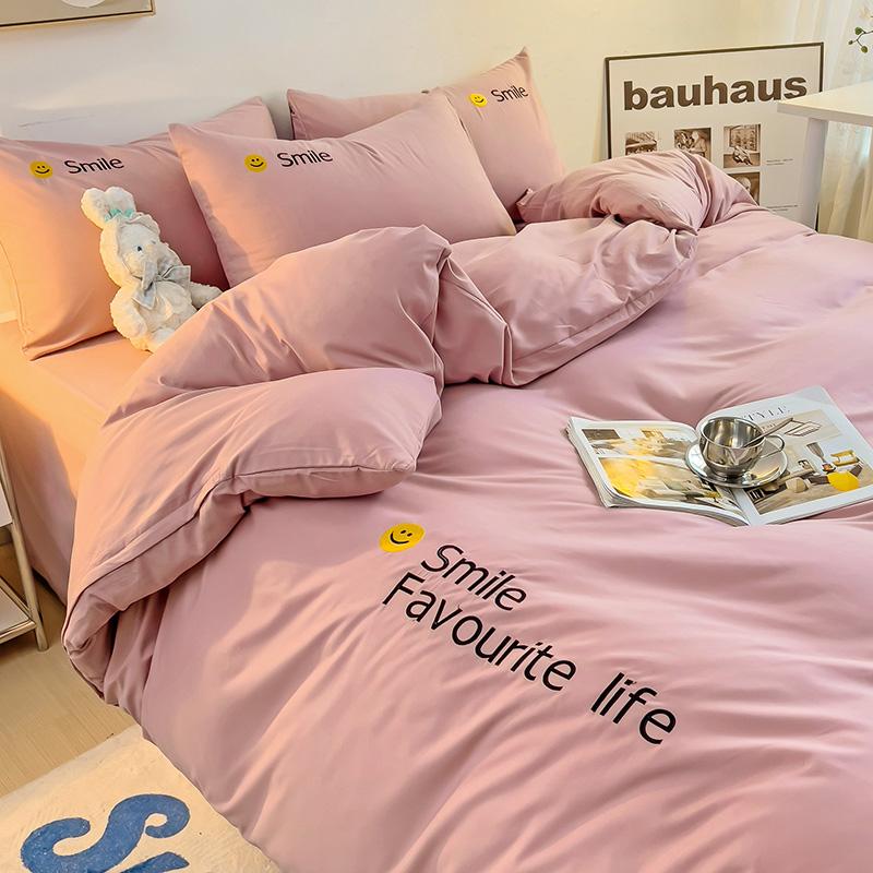 Korean Style Bedding Set Washed Cotton Duvet Cover Set Twin Double Queen Size Quilt Cover Fitted/Flat Sheet Pillowcase Bed Linen