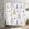GAEPurple Christmas Tree Shower Curtain with Yellow Snowflakes Waterproof Bath Mat Set for Home Decor in Bathroom Accessories