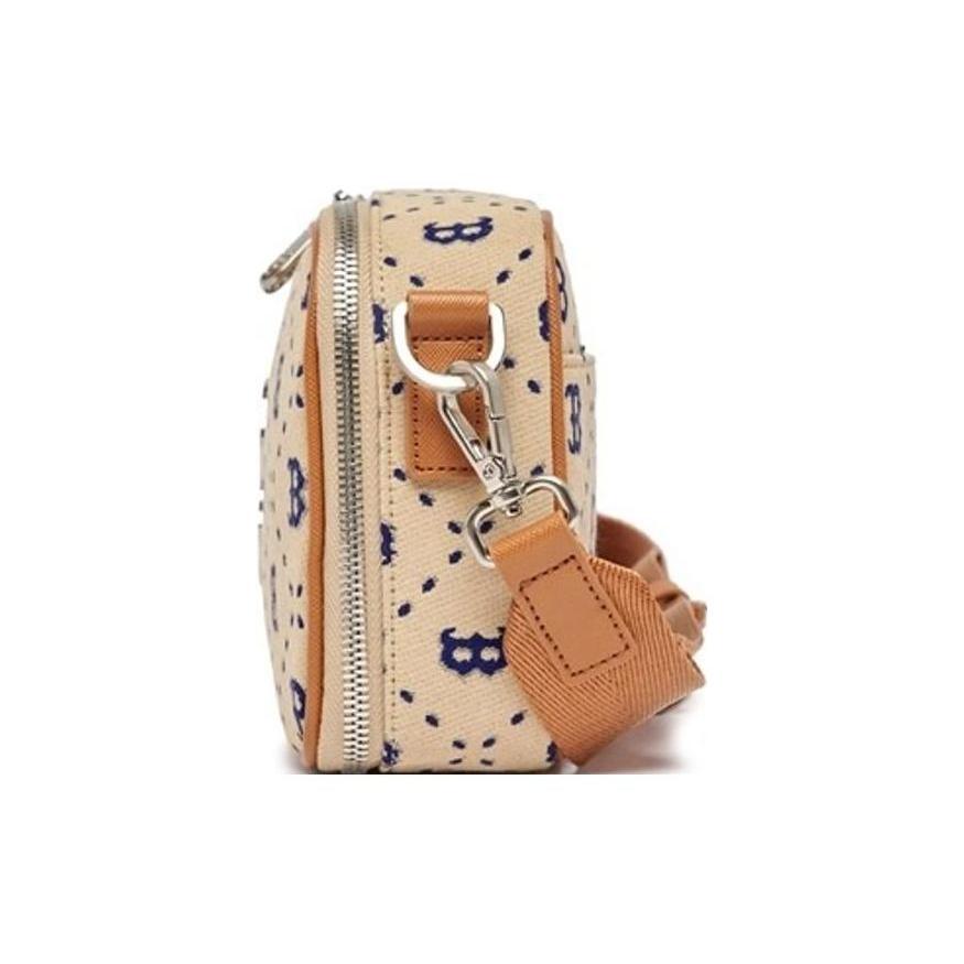 New MLB Monogram Collection Artificial Leather Camera Bag, Shoulder Bag, Crossbody Bag Regular Unisex Beige 3ACRM013N-GP001C