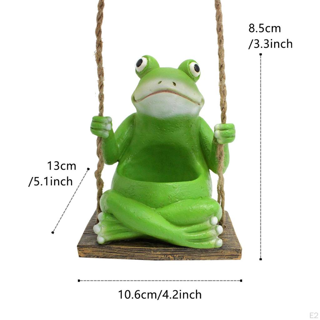 Swinging Frog Plant Pot Resin Flower Statue Cartoon Container for