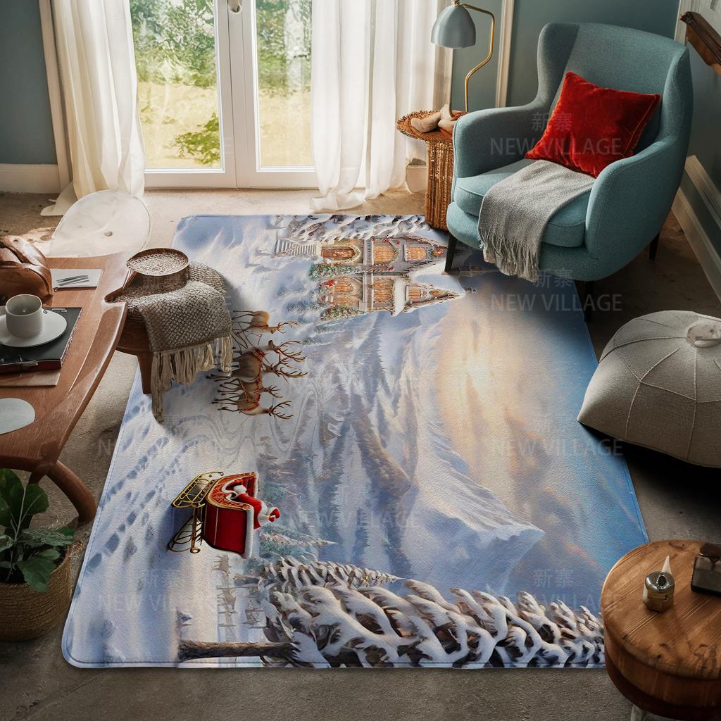 House Entrance Carpet Home Door Mat Living Room Bath Foot Bathroom Non-slip Water Absorption Rugs Bath Merry Christmas Winter