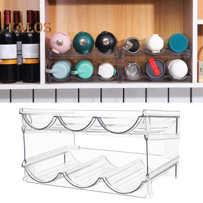 Wasserflaschen-Aufbewahrungsregal, transparent, 2/3/4 Schichten, abnehmbar, stapelbar, Schrank, Becher, Tassen-Organizer, Küchenorganisation, Kühlschrank-Becherhalter-Ständer