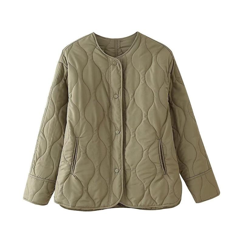 Schwarze Steppjacke Damen Gepolsterte Übergangsjacken Langarm Wintermantel Damen Oberbekleidung