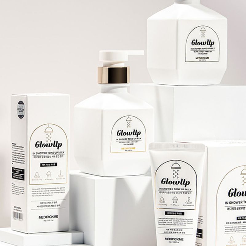 Medipick Me Glow Up In-Shower Tone-Up Milk 300g + 80g Shower Tone-Up Cream 48-Hour Tone-Up Maintenance