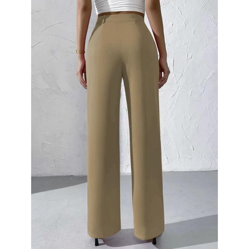 Dámské nové elegantní jednobarevné formální kalhoty Premium s širokými nohavicemi kalhoty kostým kalhoty
