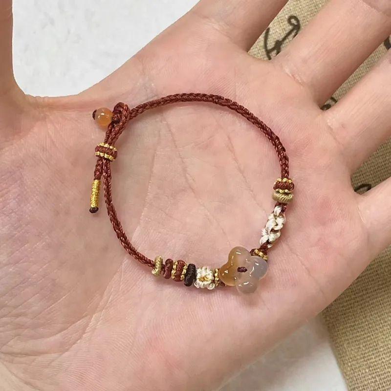 

Потрясающий ~ Маленький браслет ручной работы из османтуса, плетеный вручную, дизайн для особых интересов, ретро, на все случаи жизни, супергорячий браслет, браслет с узлом «Цветок персика» 16cm Candy Osmanthus