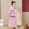 Fluffy and Thick Cotton Clothing, Autumn and Winter Korean Version, Waist Tightened, Versatile Mid-length Trench Coat, Cotton Coat Women's Trend