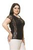 Women's Big Size Blouse Plus Size Black Stone Embroidered Flamingo Body