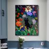 Abstract Black Cat In Flowers Poster Cute Animal Wall Art Picture Canvas Painting For Living Room Home Nordic Decoration