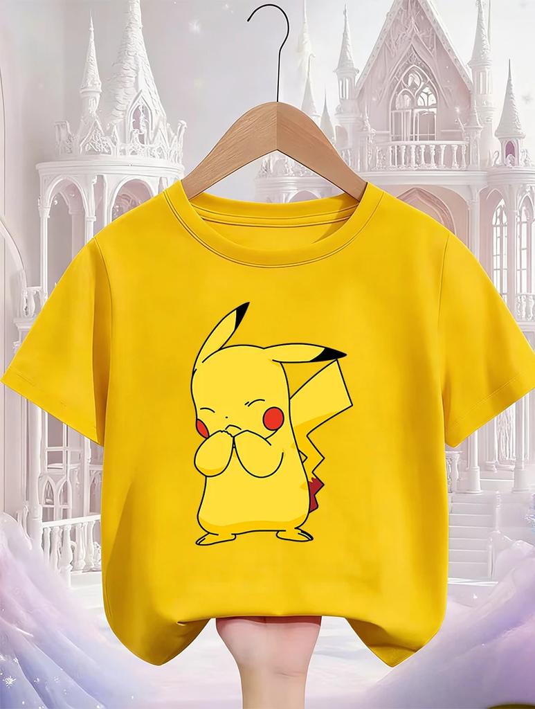 Pikachu Kids T Shirt 3-14Y Boys Girls Summer Cute Kawaii Crew Neck Fashion Street Hot Cartoon Casual Children