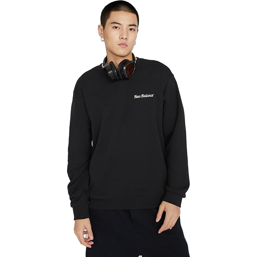 New Balance Sweatshirts Unisex Black Crew Neck Moderate Regular 5CD38141-BK