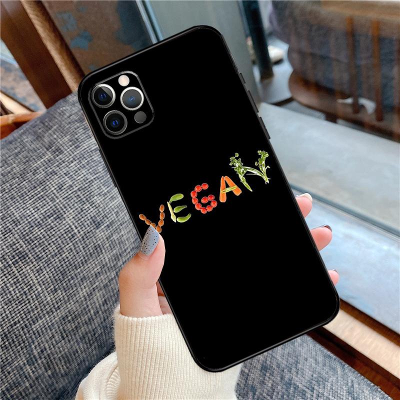 Go Vegan Handyhülle Für iPhone 16 15 13 12 11 14 Pro Max 12 13 mini XR 15 16 Plus 16e Hülle Schale
