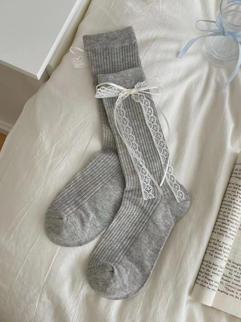 Dámské ponožky Krajka Mašlička Roztomilé Kawaii Sladké Jednoduché Módní Univerzální Středně vysoké ponožky Baletní styl JK Lolita Punčochy Dívka