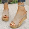 Retro Peep Toe Wedges Slipper Woman New Summer Roman Thick Bottom Slippers Women Hollow Out Casual Rivet Wedges Sandals Mujer