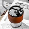 Bamboo   Joint   Shaped Cup  Tall Style   Amber Color  with Lid  Straw and Cup Sleeve. Four   Piece Set