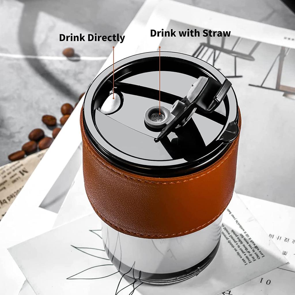 Bamboo   Joint   Shaped Cup  Tall Style   Amber Color  with Lid  Straw and Cup Sleeve. Four   Piece Set