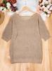 Cross-border summer round neck solid color casual loose shoulder sleeves versatile large size women's pullover sweater