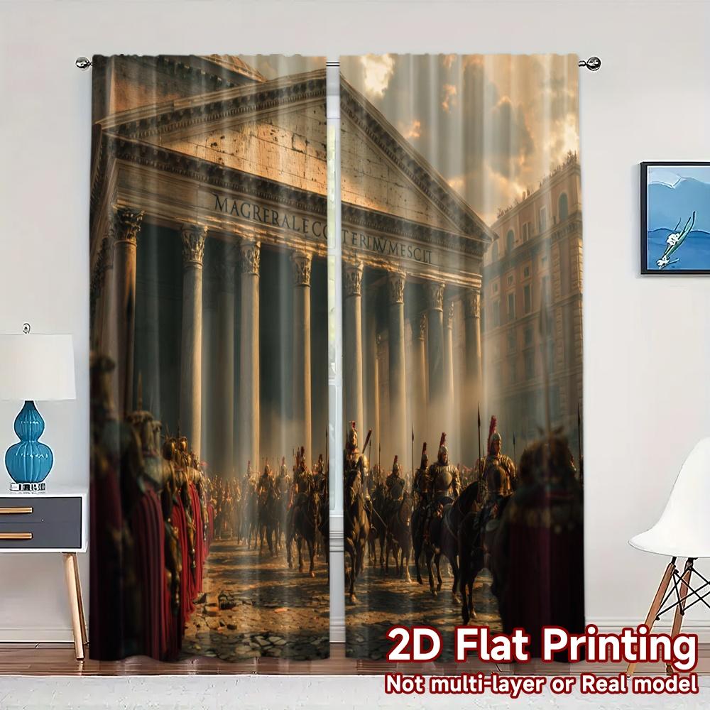 

2pcs 2D FLAT PRINTING Curtains (Without Rod) Roman Triumph(1) Chic Fashionable Curtains Polyester Curtains Versatile All for 100*130 HOOK 1pcs