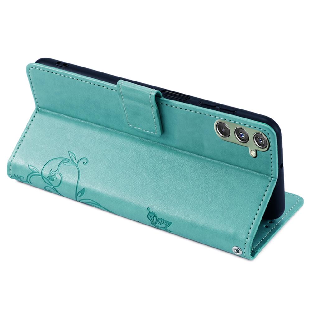 For Samsung Galaxy M34 5G/F34 5G Case PU Leather Card Slots Holder Pocket Butterfly Flower Phone Cover