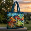 Floral Print Quilted Tote Bag - Shoulder Hand Carry Medium Size Street Style