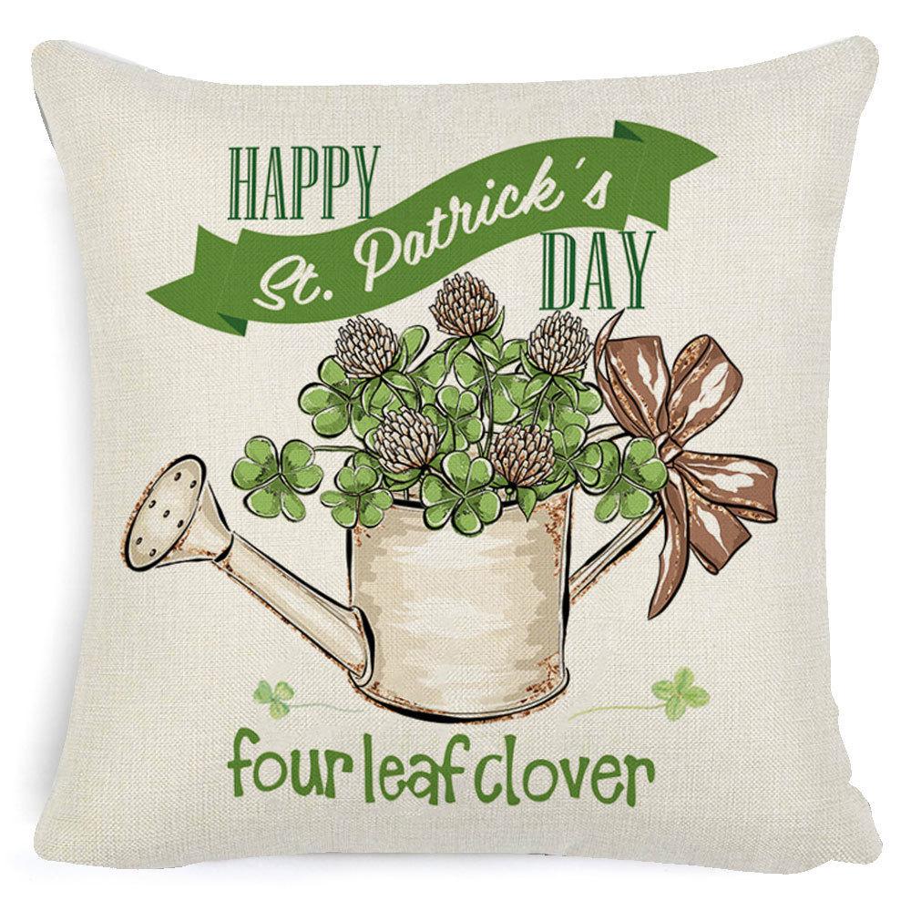 St. Patrick's Day European Holiday Four-leaf Clover Cushion Pillow Case Office Lumbar Support