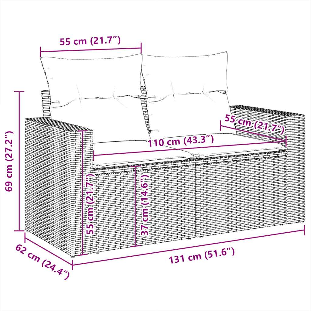 5 Piece Garden Sofa Set with Cushions Light Grey Poly Rattan