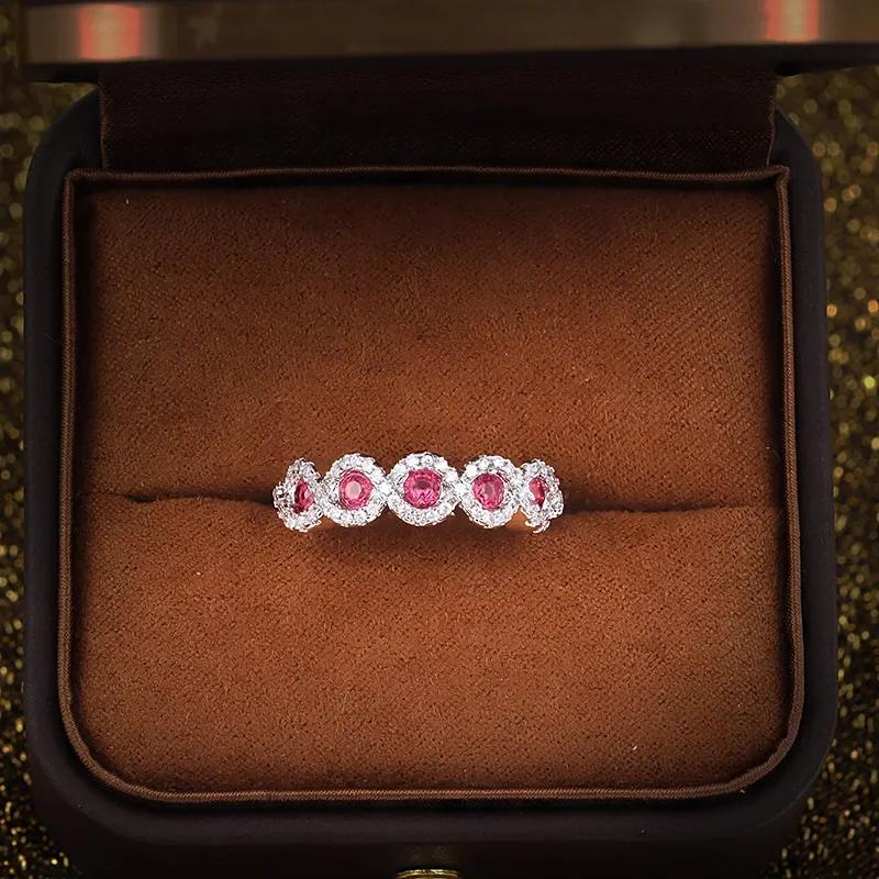 

Элегантные Обручальные Кольца Кольцо Ювелирные Изделия Женские Anillos Mujer с AAA Розово-Красным Кубическим Цирконием Стерлинговое Серебро Кольцо Подарки 6 красный