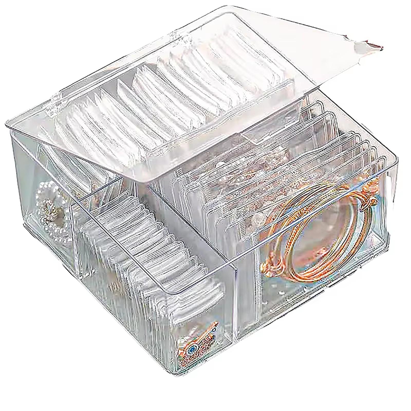 

Акриловые органайзеры и хранилища для ювелирных изделий с 60 переносными мешочками для защиты от потускнения, прозрачный органайзер для ювелирных изделий, дорожный футляр для ювелирных изделий One Size