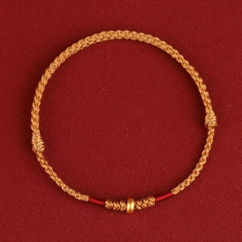 Gold 999 Abacus Bead Red String Bracelet for Year of the Rat - Couple Style for Traffic Drivers