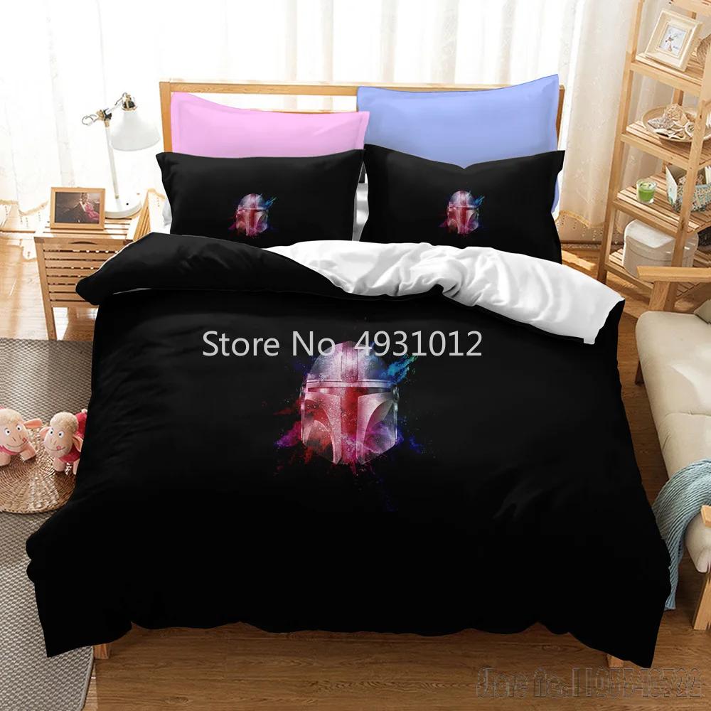 Anime 3D Printed Warrior Mandalorian Child Bedding Set Baby Duvet Cover Sets Bedclothes Twin Single King Kids Adult Gift