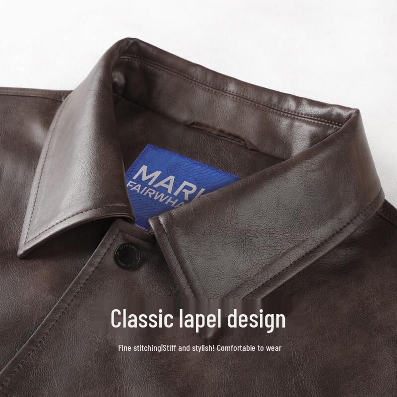 Mark Fairwhale Men's American Retro Windproof PU Jacket