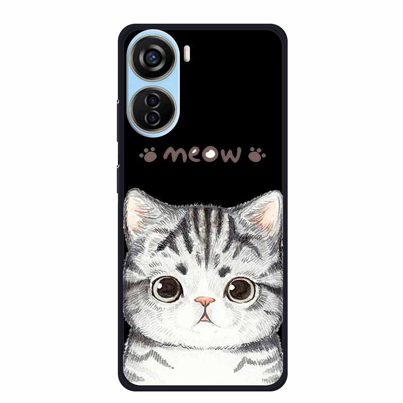 Schwarze Silikonhülle für ZTE Blade V50 Design 5G Libero 5G IV V41 Vita Axon 40 lite Handyhülle Cartoon Katze Weiche Rückseite Hülle